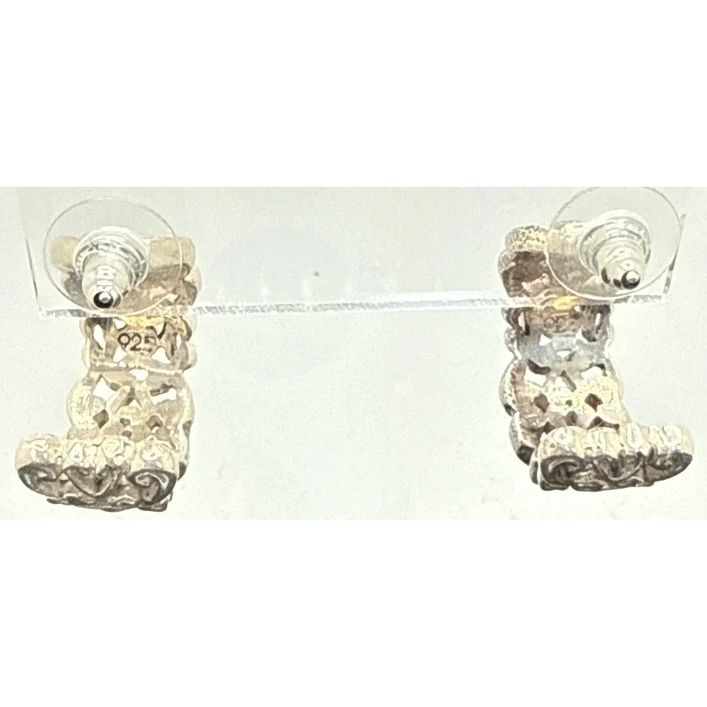 925 Sterling Silver Vintage Filigree Hoop Earrings Pierced 15 Grams
